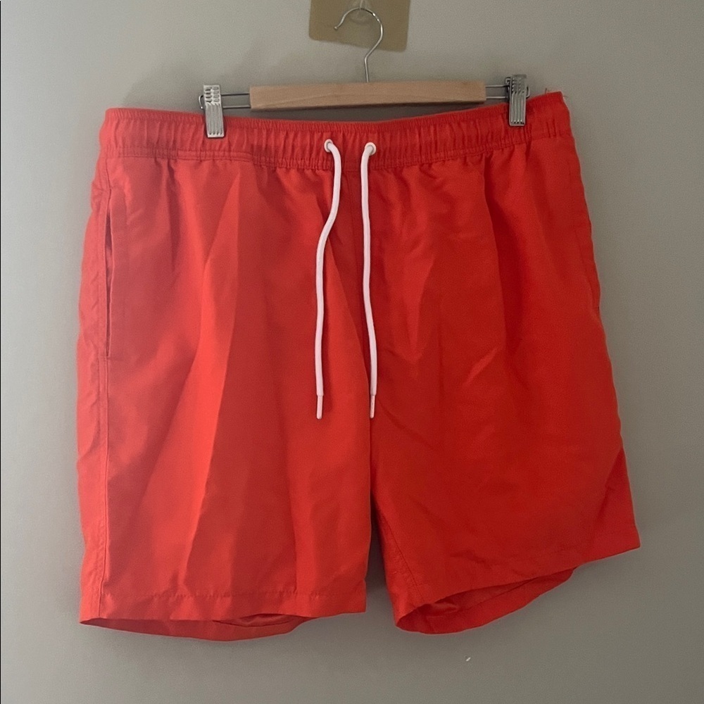 Amazon Essentials Neon Orange Swim Trunks Mesh Lined XL